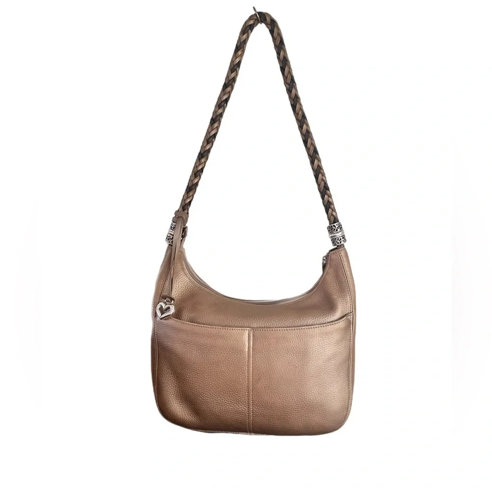 Brighton Barbados Ziptop Hobo bag.  Zinc Pearl color.  Brighton hardware